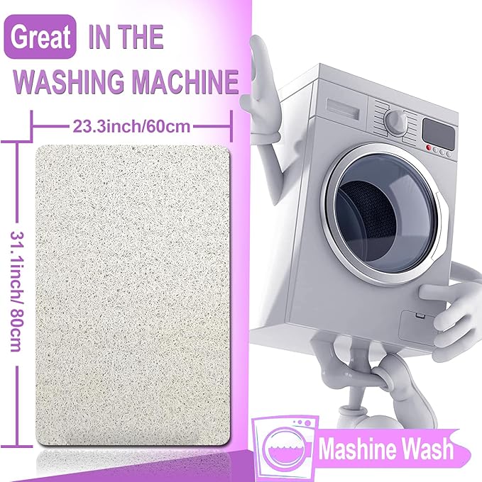 Shower Mats Non Slip for Elderly, 24x32’Lager Loofah Bath Mats for Shower, Non-Slip Bath Mat for Elderly-Wihte