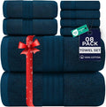 DAN RIVER 8 PC Luxury Bath Towels for Bathroom, 2 Bath, 2 Hand, and 4 Wash Cloths, 600 GSM 100% Ring Spun Cotton Towel Set, Highly Absorbent, Gym, Hotel, and Spa, Blue Opal