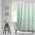 78 Inch Long Shower Curtain - Chantilly Lace Design, Heavyweight Polyester, Grass Green to White Ombre, 72" W x 78" H