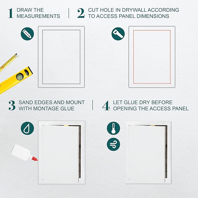 10" x 14" White Metal Access Panel. Service Shaft Door Panel. Plumbing, Electricity, Heating, Alarm Wall Access Panel for Drywall. Bathroom Services Access Hole Cover.