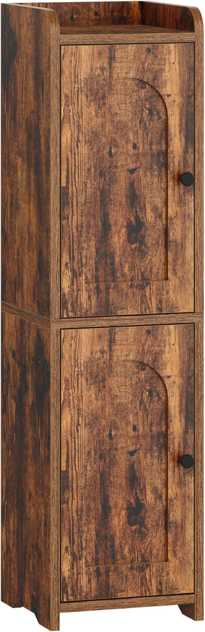 Bathroom Storage Cabinet, Corner Floor Cabinet with 2 Doors and Adjustable Shelf, Narrow Toilet Paper Cabinets, Bathroom Organizer for Small Spaces, 7.9" D x 7.9" W x 29.5" H Rustic Brown
