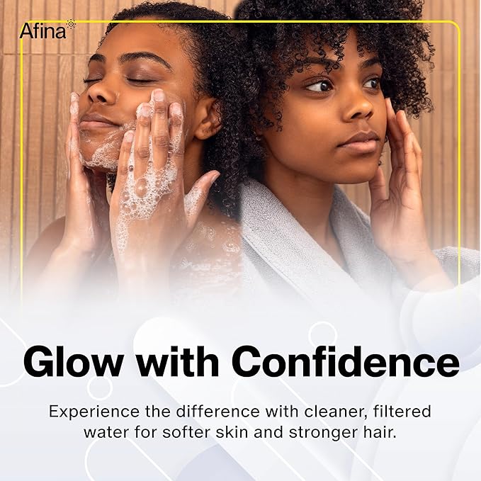 Afina Filtered Shower Head - Water Softener Showerhead with KDF-55 Filter for Hard Water - High Pressure Rain Fall Experience - Universal Fit (Chrome)