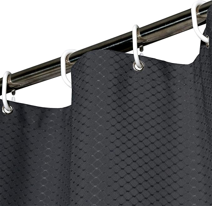 AooHome 72x75 Inch Waffle Weave Shower Curtain, Dark Grey Fabric Durable Bathroom Curtain with Hooks, Weighted Hem, Heavy Duty, Water Repellent