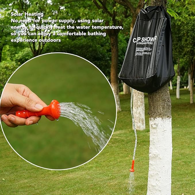 Solar Shower 40L, Portable Cam Shower with vable Hose, Thickened Solar Heating for oor Hiking Beach Swimming T, Includes Rope and Hose