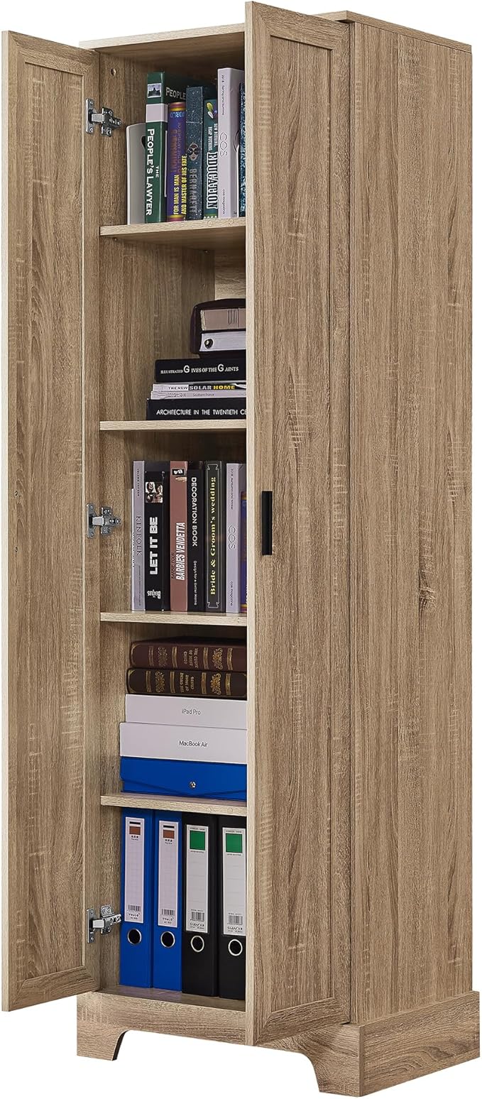 Favfurish 71" Tall Bathroom Storage Cabinet with Doors,Modern Linen Cabinets w/Adjustable Shelves & Anti-Tipping Device,Easy Assembly,Freestanding Organizer for Dining Room,Kitchen,Office,Brown