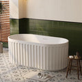 59" Freestanding Bathtub, Deep Soaking Tub with Non-Slip Base, CUPC Certified Stand Alone Tub, Modern Bathroom Soaker Tub with Chrome Drain, Easy Install, White