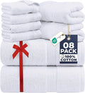 Utopia Towels 8 Piece Luxury Towel Set – Majestic Plush, Super Absorbent & Quicker-to-Dry, Thick 100% Ring Spun Cotton Towels for Bathroom, Spa & Hotel – 2 Bath, 2 Hand, 4 Washcloths, White