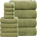 SEMAXE 12-Piece Family Bathroom Towel Set - 100% Cotton, 4 Bath Towels, 4 Hand Towels, 4 Washcloths, Ultra-Soft and Super Absorbent, Lighter Weight
