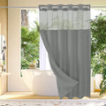 Gibelle No Hook Waffle Weave Shower Curtain with Snap-in Fabric Liner Set for Bathroom, Hotel Style with Mesh Top Window, Waterproof & Washable, Grey, 72x74