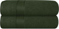 GLAMBURG 700 GSM Premium Cotton 2-Pack Oversized Extra Large Bath Sheet Set - 100% Combed Cotton - 2 Bath Sheets 35x70 - Luxury Hotel & Spa Quality - Durable Ultra Soft Highly Absorbent - Olive Green