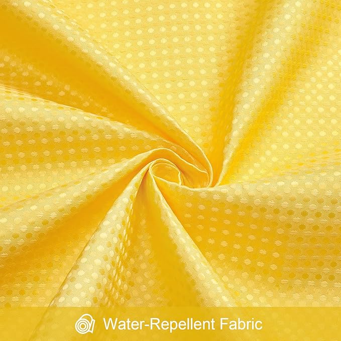 3 in 1 Extra Long Yellow Shower Curtain Set-72 W x 84 H, Modern Waffle and PEVA Liner Set with 12 Stainless Steel Hooks, Waterproof Fabric for Bathroom