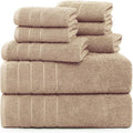 Casa Platino 100% Cotton 8 Piece Bath Towel Set - Ring Spun, Quick Dry, Super Soft & Highly Absorbent - 2 Bath, 4 Washcloths, 2 Bathroom Hand Towels - Hotel Quality Bathroom Towel Set - Beige