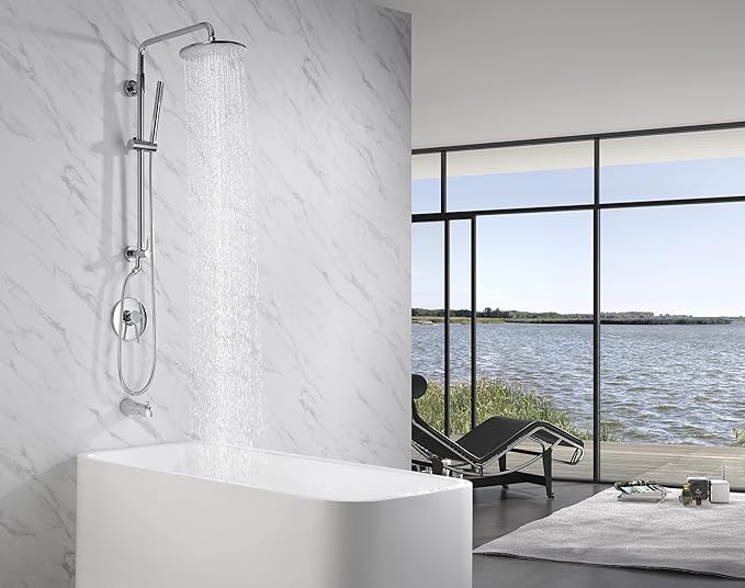 sumerain Retrofit Rain Shower Heads System with 9 Inch Shower Head 2.5GPM, Chrome Finish
