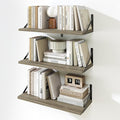 Fun Memories Floating Bookshelves, Set of 3 Wall-Mounted Wood Shelves 24" W x 8" D, Decorative Wall Shelf for Living Room, Bedroom, Bathroom, and Laundry Room (Grey)