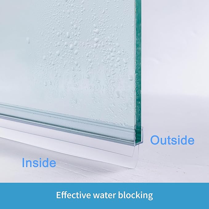 Shower Door Bottom Seal 2-Pack 1/4" x 39" Frameless Glass Shower Door Seal Strip Stop Leaks Create a Water Barrier with Extra Long Lip Covers up to 0.787" (20mm) Gap Replacement Bottom Seal