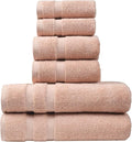 SOFE H&L | Olea Luxury Turkish Cotton Bath Towels Set of 6 : 2 Bath Towels 2 Hand Towels 2 Wash Cloths, Blush | Thick, Premium, Soft, Durable, Absorbent - Hotel Quality Towel Sets for Bathroom