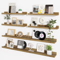 Axeman Picture Ledge Shelf, Floating Shelves for Wall Storage Set of 6, 48 inch Floating Wall Mounted Shelves, Shelves with Lip for Living Room, Bedroom, Nursery, Bathroom, Kitchen, Rustic Brown