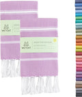 WETCAT Turkish Hand Towels with Hanging Loop, Set of 2 (20" x 30") 100% Turkish Cotton, Pre-Washed, Quick Drying, for Kitchen or Bathroom - Lilac