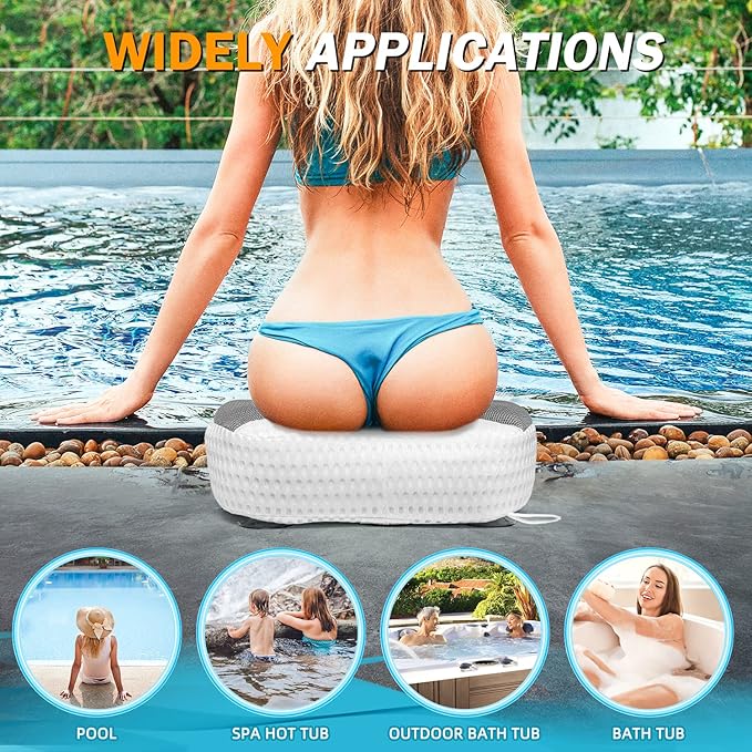 Hot Tub Booster Seat for Adults, 5D Air Mesh Hot Tub Cushion with Strong Non-Slip Suction Cups, Ergonomic Hot Tub Seats, Quick Dry Hot Tub Accessories for Adults Indoor Outdoor, No Zipper Design
