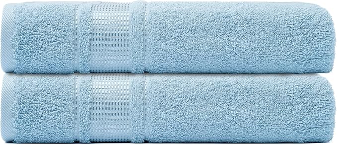 Melissa Linen, 2 Piece, Ocean Blue Bath Towels, 100% Turkish Cotton Bath Towels for Bathroom, Absorbent, Quick Dry, Durable and Soft Shower Towel, 28 in x 55 in, Spa and Hotel Quality