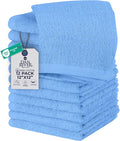 DAN RIVER 12 Pack Wash Cloths for Showering [12x12] - 100% Cotton Washcloths Premium Quality Flannel Face Cloths for Bathroom, Highly Absorbent and Soft Feel Wash Clothes, M Blue