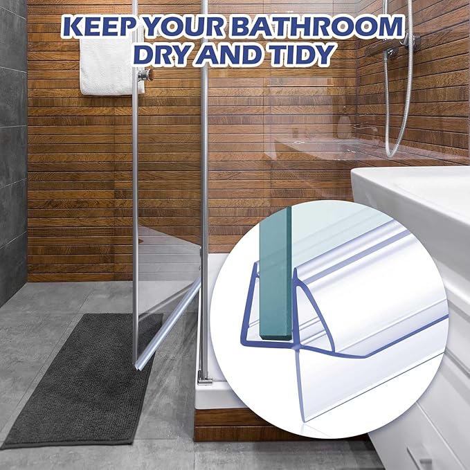 Frienda 4 Pcs Shower Door Bottom Seal 3/16" x 36'' Clear PVC Glass Door Sweep Shower Frameless Seal Strip for Replacement Stopping Leaks and Creating Water Barrier