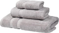 SOFE H&L | Olea Luxury Turkish Cotton Bath Towels Set of 3 : 1 Bath Towel, 1 Hand Towel, 1 Wash Cloths, Cool Gray |Thick, Premium, Soft, Durable, Absorbent - Hotel Quality Towel Sets for Bathroom