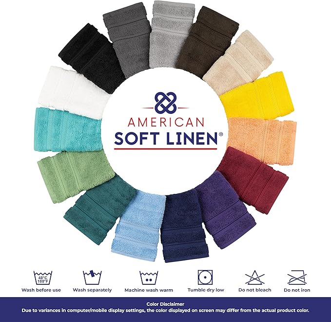 American Soft Linen Luxury Hand Towels for Bathroom, 600 GSM 100% Cotton Turkish 4 Piece Hand Towel Set, 600 GSM Hand Face Towels for Kitchen, Turquoise Blue Hand Towels
