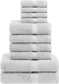 Superior Egyptian Cotton Pile 10 Piece Towel Set, Includes 2 Bath, 4 Hand, 4 Face Towels/Washcloths, Ultra Soft Luxury Towels, Thick Plush Essentials, Guest Bath, Spa, Hotel Bathroom, Silver