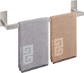 NearMoon Self Adhesive Bathroom Towel Bar, Stainless Steel Square Bath Wall Shelf Rack Hanging Towel Stick On Sticky Hanger Contemporary Style, Towel Rack Wall Mounted (24 Inch, Brushed Nickel)