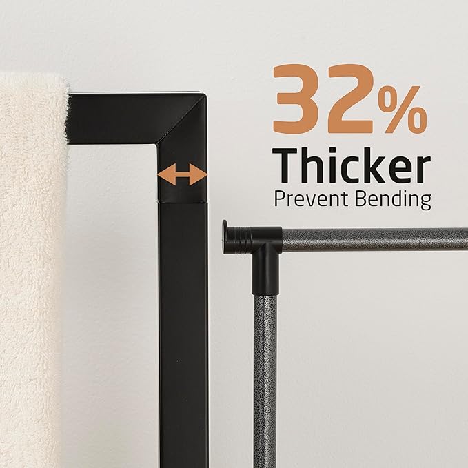 KES 42" H Bathroom Free Standing Towel Rack, Freestanding Floor Towel Rack Stand 2 Tier with Marble Base for Bathroom Floor, Double Large Bath Sheet Extra High Thick, Matte Black, BTH503-BK