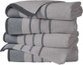 Great Bay Home Decorative Bath Towel Set - Luxury Cotton 4 Pack 54x27 Bath Towel Set - Luxurious, Ultra-Soft, Durable Towels for Bathroom Decor (Grey)