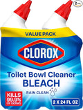Clorox Toilet Bowl Cleaner Bleach, Rain Clean, 24 Fluid Ounces, Pack of 2 (Package May Vary)