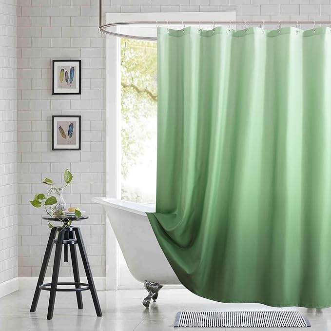 Extra Long Fabric Shower Curtain, Sage Green Ombre Modern Shower Curtains for Bathroom, 72" W x 84" H