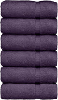 Luxury Hotel & Spa Collection, Quick Dry 100% Turkish Cotton 700 GSM, Eco Friendly Towel, for Bathroom, Gymand Kitchen Dobby Border Soft Hand Towel Set 16 X 30, Plum, Hand Towels - Set of 6