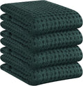 Native Fab 100% Cotton Premium Waffle Kitchen Towels, 4 Pack, 16" x 26", Super Absorbent Reusable Cleaning Cloths, Tea Towels, Machine Washable Hand Towels, Olive Green