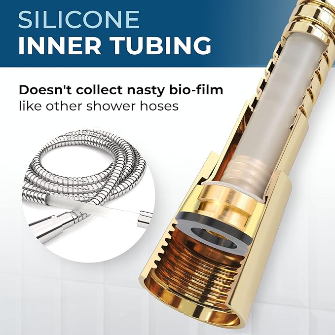 HammerHead Showers Solid Metal Shower Hose Attachment for Showerhead, Extra-Long 72-Inch Universal Replacement Hose for Hand held Shower, Polished Brass