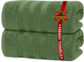 RIVERSIDE Pack of 2 Extra Large Bath Sheets 35 x 70 Inches - 100% Ring Spun Cotton Hotel Quality Oversized Bath Towels - Super Soft, Highly Absorbent & Quicker to Dry - Sage Green