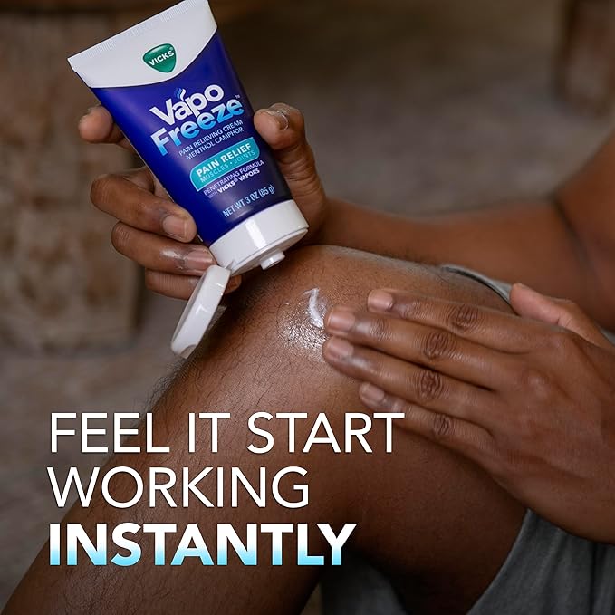 Vicks VapoFreeze Menthol Pain Relieving Cream 3oz, for Muscles & Joint Pain Associated with Arthritis, Simple Backaches, Strains, Sprains, Bruises, Vicks Vapors, Penetrating Formula
