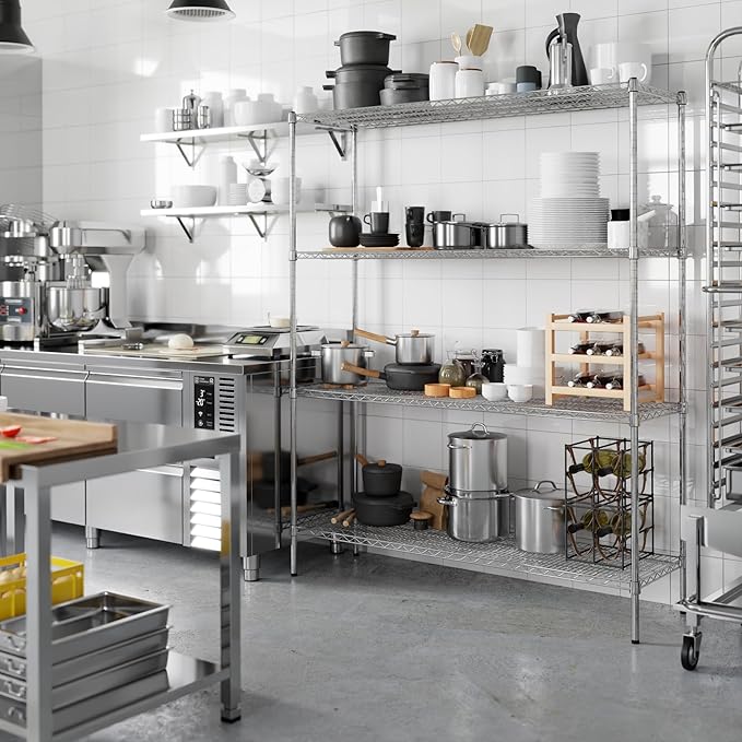 18" Deep x 60" Wide x 74" Height Wire Shelving Kit | 4-Tier | NSF Commercial Storage Rack Unit