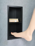 Shower Foot Rest for for Shaving Legs,Double Bathroom Selves Niche Insert for Footrest,Foot Holder Bathroomr,Stainless Steel 304，Matte Black,12.2 in x 4.8 in x 3.9 in