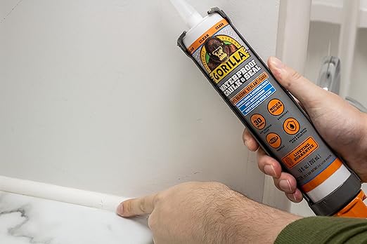 Gorilla Waterproof Caulk & Seal Silicone Sealant, 10Oz Cartridge (Pack of 2) - Clear Caulking Sealant for Kitchen, Window, Bath, Marine, Door and More