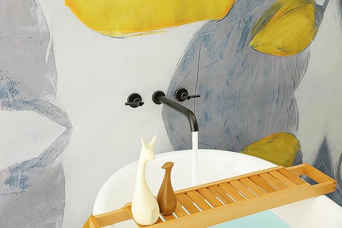Wall Mount Tub Filler，Two Handle Bathtub Faucet, Extra Long Spout Reach with High Water Flow, Brass Rough in Valve Included, Oil Rubbed Bronze