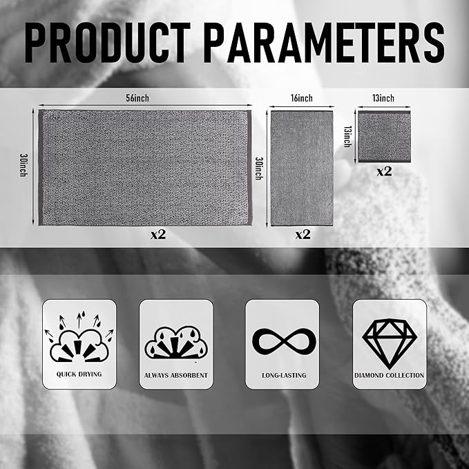 Everplush Diamond Jacquard 6 Pieces Bath Towel Set, Luxury Super Soft Oversized everplush Towels, Highly Absorbent everplush Diamond Jacquard Quick Dry Bath Towel for Bathroom Navy Blue Towel Set