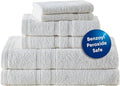 Clorox Bleach Friendly Towel Set, Quick Dry 100% Cotton Highly Absorbent Lightweight, 2 Bath, 2 Hand, 2 Washcloth Towels Ideal for Everyday Use (6 Pack, White)