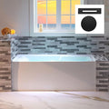 WOODBRIDGE 60" Acrylic Rectangular Alcove Soaking Bathtub in White with Right Drain, Matte Black Pop-Up Drain Included BA6030R
