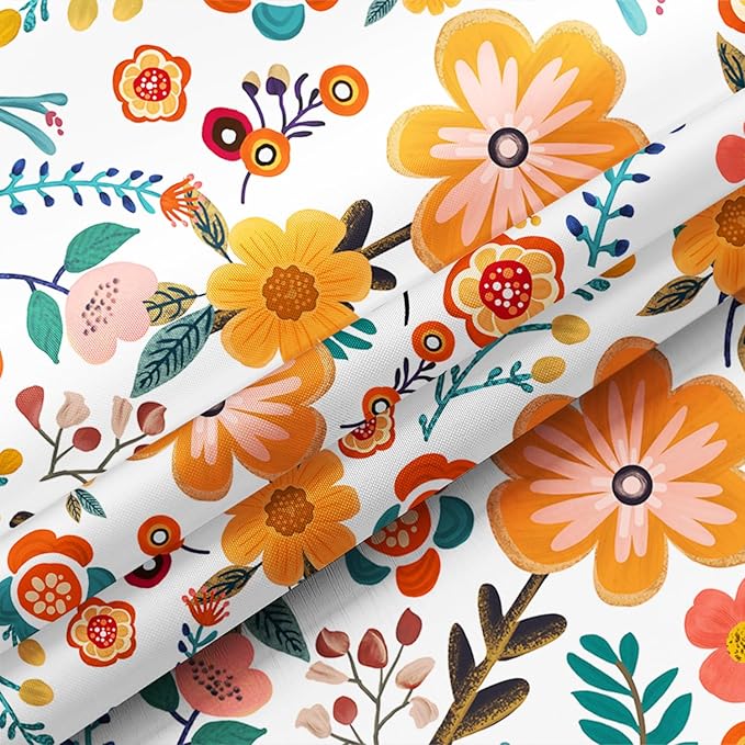 Bohemian Shower Curtain, Boho Floral Print Water Repellent Polyester Fabric for Bathroom Decor, 72×72 Inch Standard Size with 12 Hooks, Also as Room Divider