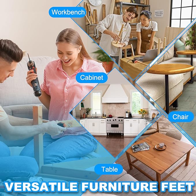 PATIKIL Furniture Leveling Feet 1.6" Dia Base M12 Thread, 4 Pcs Carbon Steel Adjustable Threaded Furniture Levelers Screw on Leg Levelers with Pads for Desk Chair Cabinet, Black