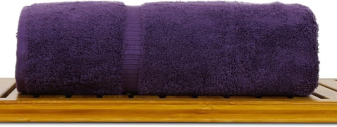 Luxury Hotel & Spa Collection Highly Absorbent, Quick Dry 100% Turkish Cotton 700 GSM, Eco Friendly Towel, for Bathroom Dobby Border Soft Bath Towel Set 27 X 54 -Plum, Bath Towels - Set of 4