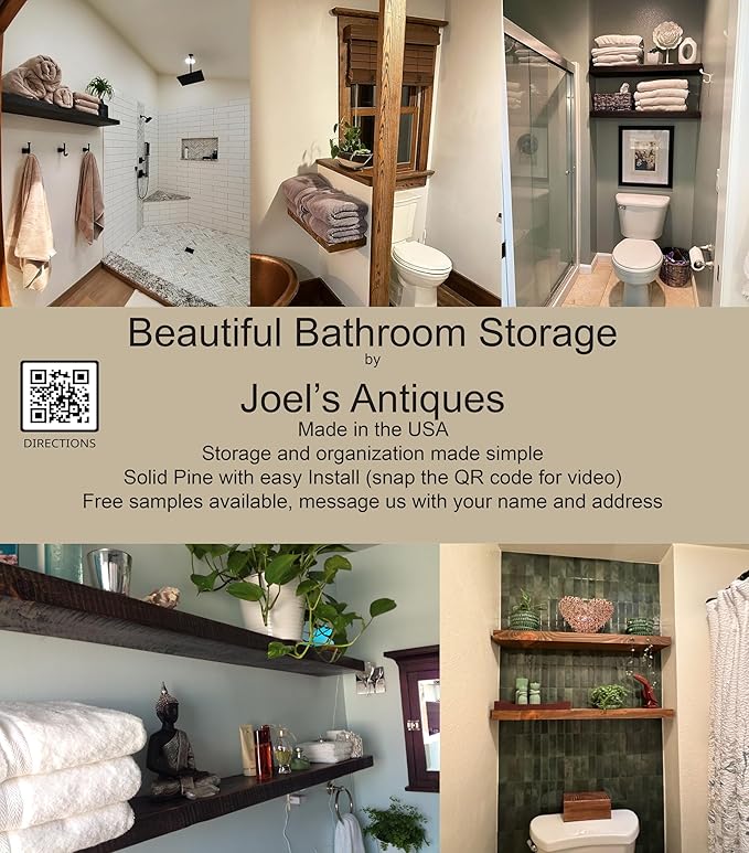 joelsantiques 30 Inch Floating Shelves for Wall - 30x10x2 in - Made of Natural Wood - Easy Install - Heavy Duty Rustic Book Dish Shelves - Perfect for Bathroom |Kitchen, Living Room, Bar - Black